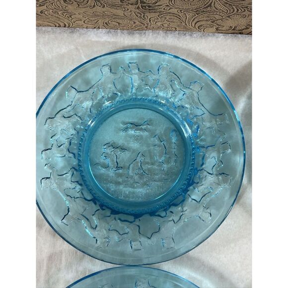 Vintage Tiara Glass Chili’s Nursery Rhyme Plates Blue Three Bears Little Bo Peep - Picture 2 of 9